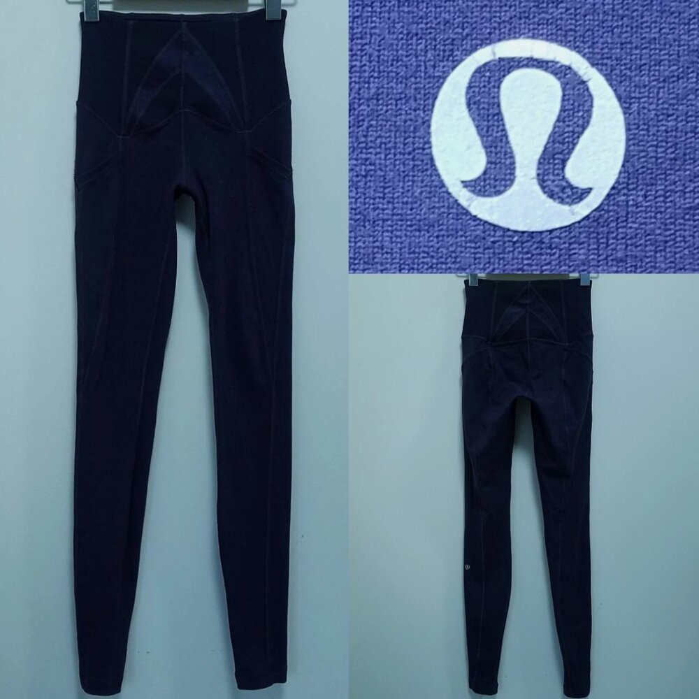 Lululemon Yoga Leggings Size 2 XXS Purple Blue Skinny 31.5" Inseam